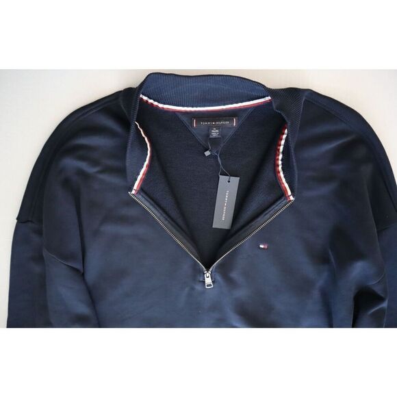 Tommy Hilfiger 78JA983-410 Men Sz XL Navy Bold Global Stripe 1/2 Zip Pullover - Picture 4 of 10